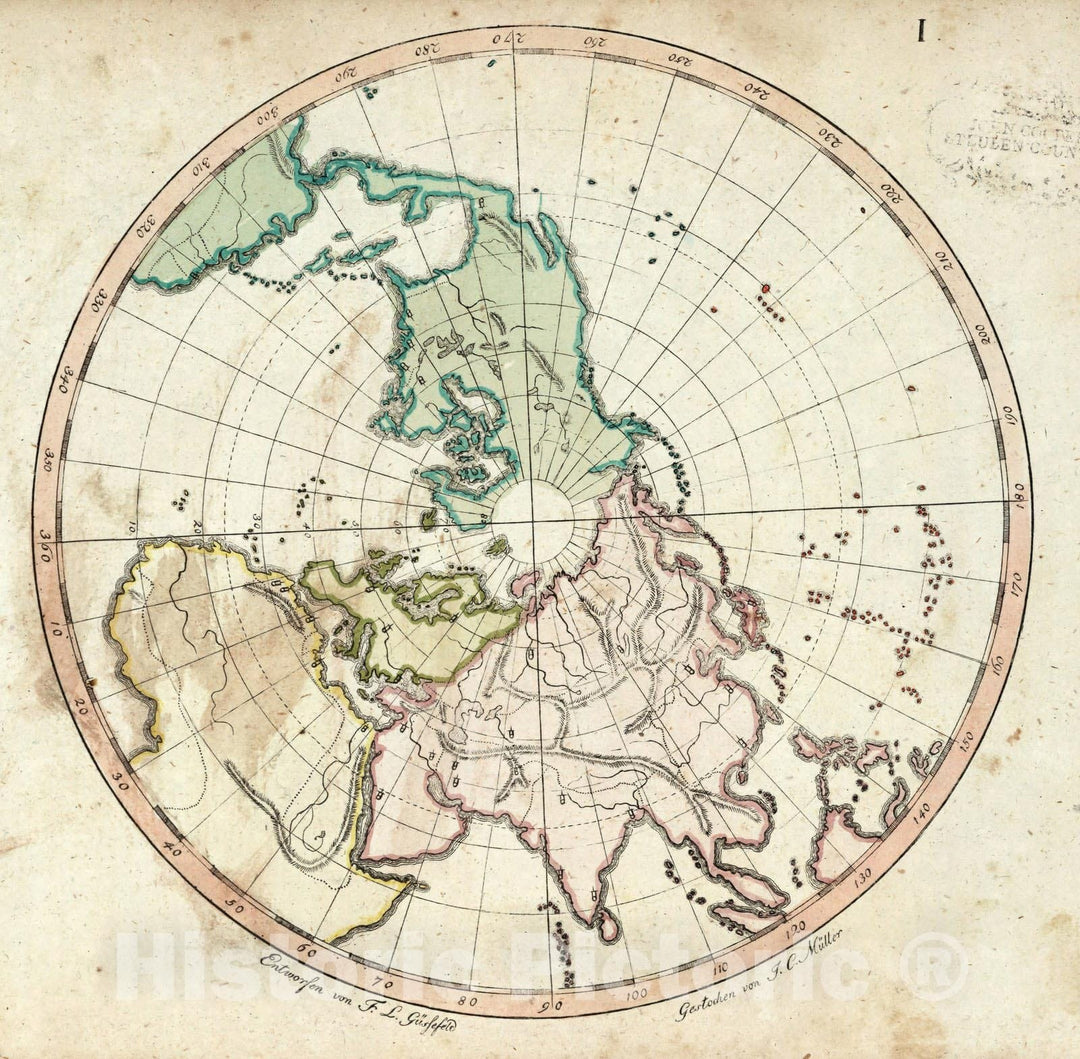 Historic Map : School Atlas Map, Northern Hemisphere. 1801 - Vintage Wall Art