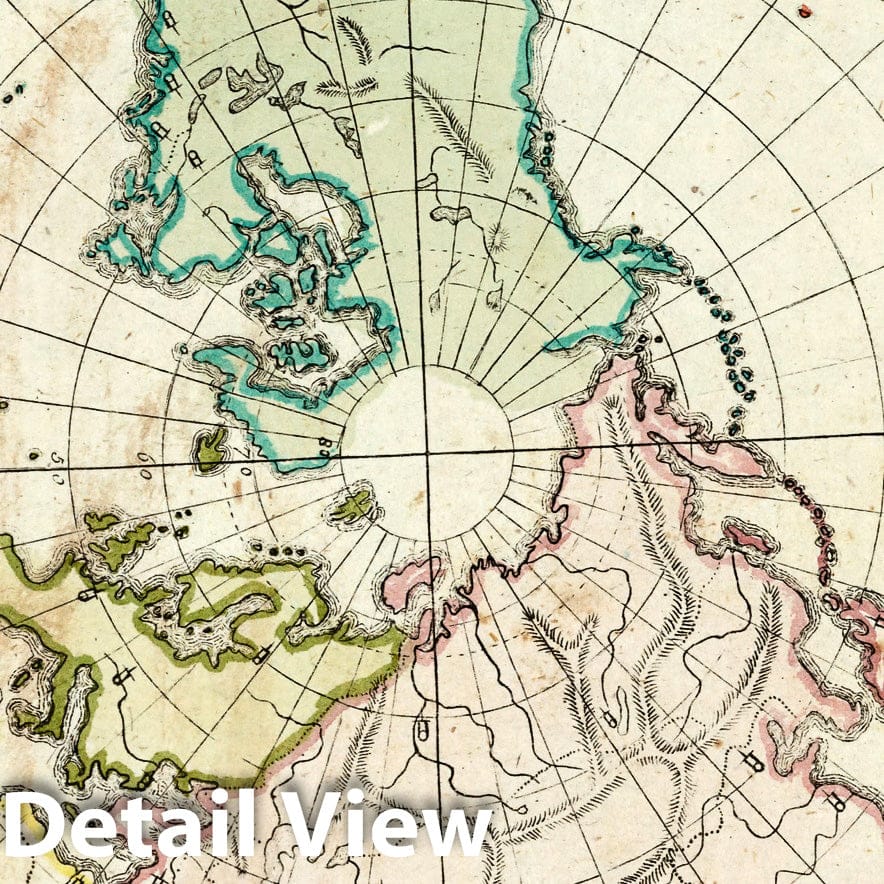 Historic Map : School Atlas Map, Northern Hemisphere. 1801 - Vintage Wall Art