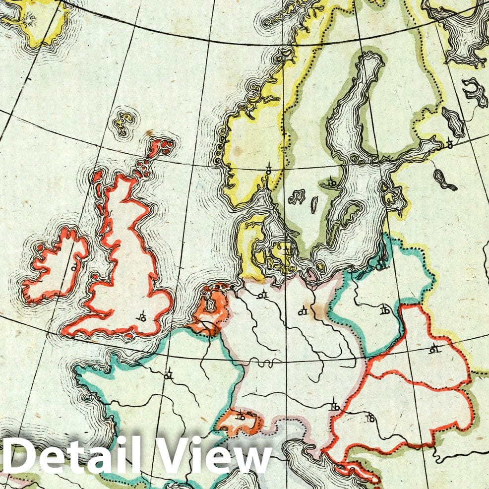 Historic Map : School Atlas Map, Europe. 1801 - Vintage Wall Art