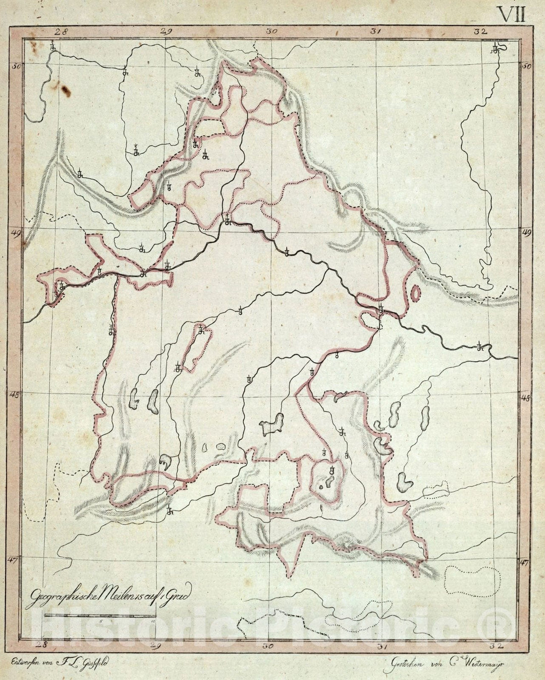 Historic Map : School Atlas Map, Bavaria, Germany. 1801 - Vintage Wall Art