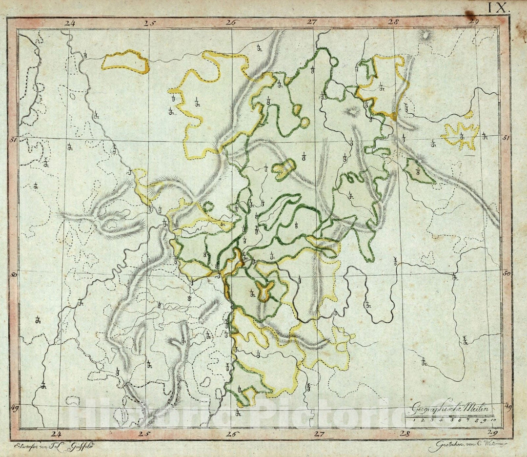 Historic Wall Map : School Atlas Map, Upper Rhine District, Germany. 1801 - Vintage Wall Art