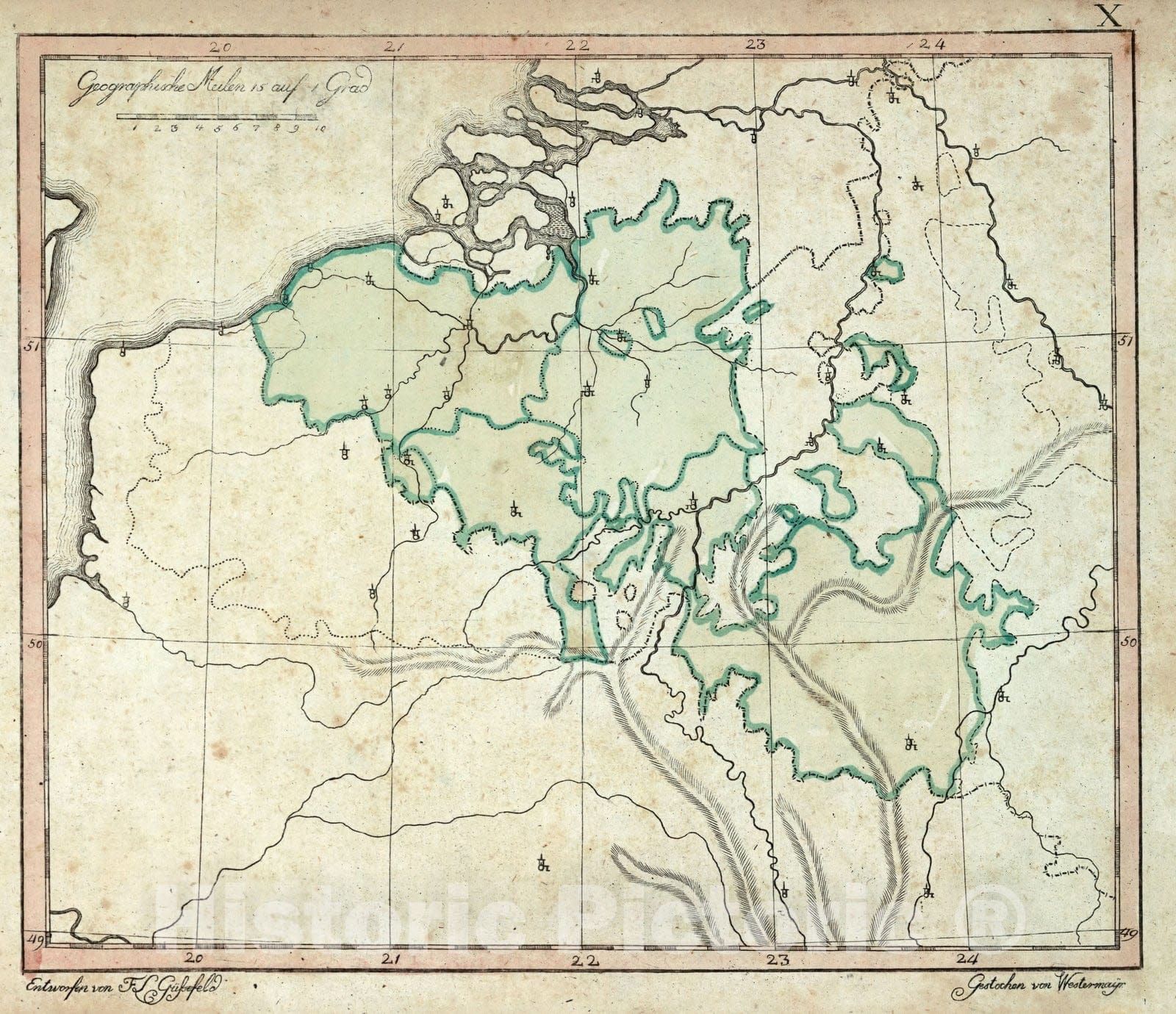 Historic Map : School Atlas Map, Former Burgundy District, Germany. 1801 - Vintage Wall Art