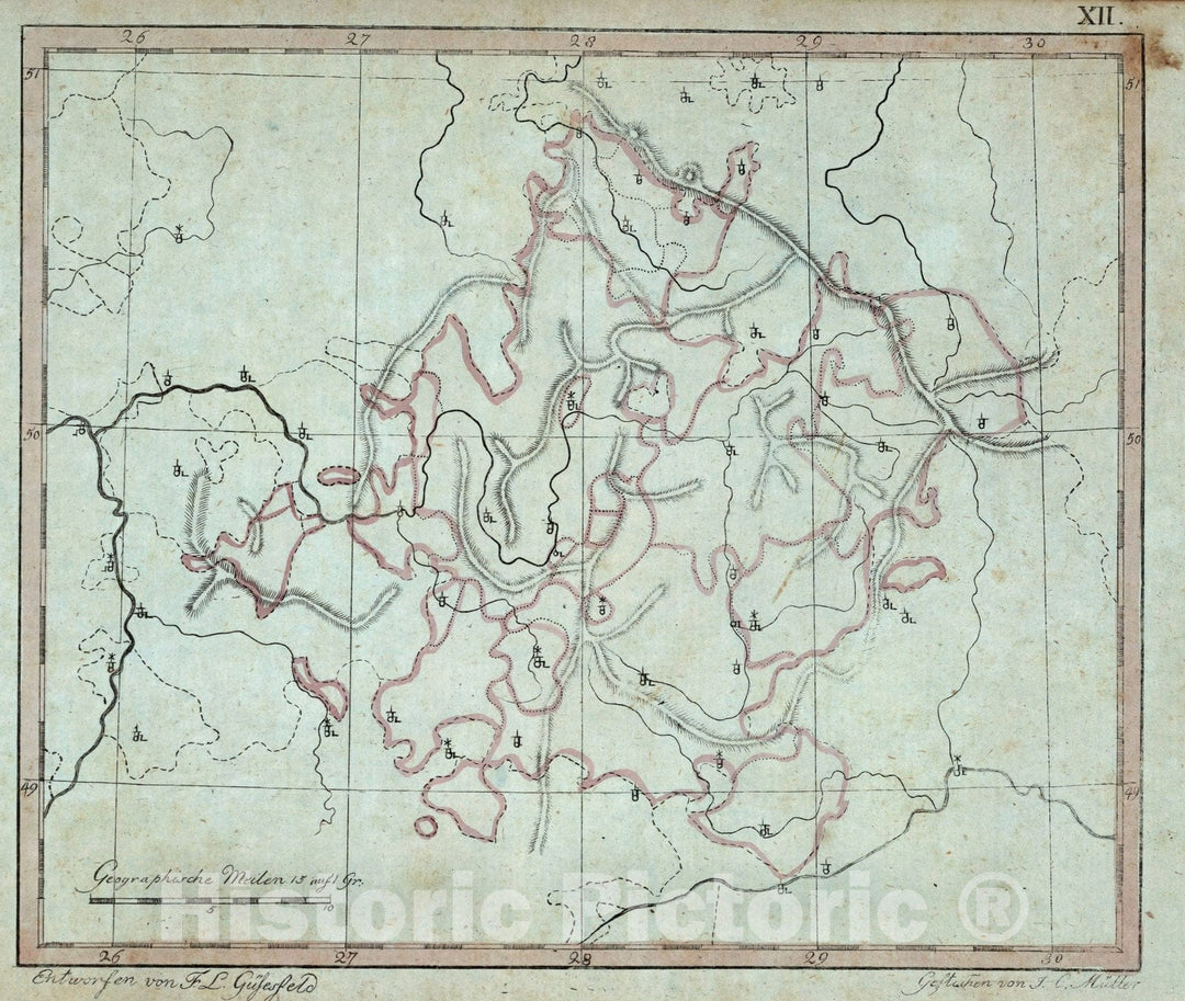 Historic Map : School Atlas Map, French District, Germany. 1801 - Vintage Wall Art