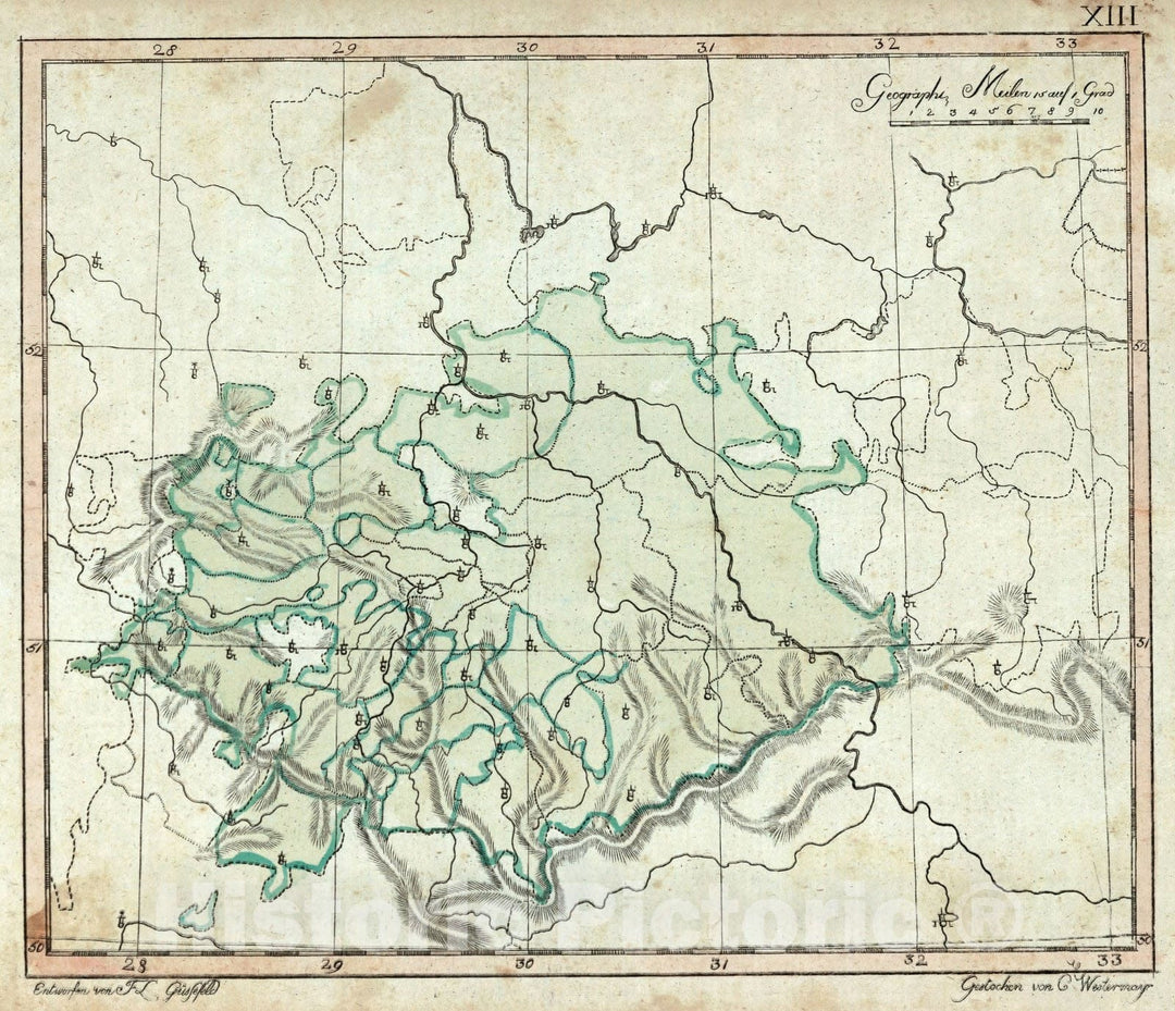 Historic Map : School Atlas Map, Southern Upper Saxon District, Germany. 1801 - Vintage Wall Art