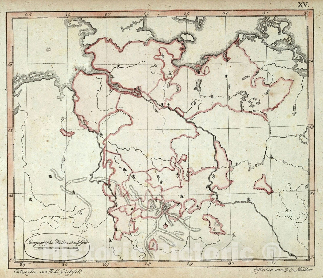 Historic Map : School Atlas Map, Lower Saxon Empire District, Germany. 1801 - Vintage Wall Art