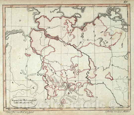 Historic Map : School Atlas Map, Lower Saxon Empire District, Germany. 1801 - Vintage Wall Art