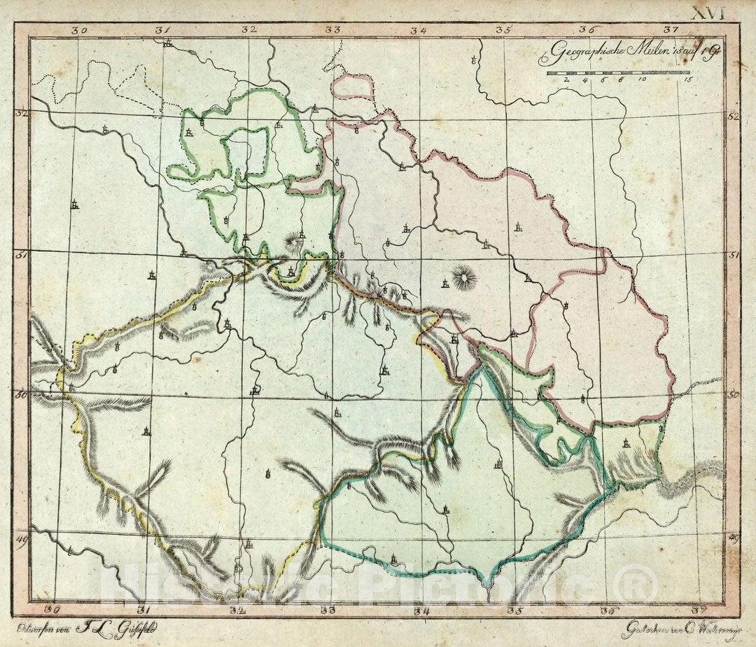 Historic Map : School Atlas Map, Bohemia, Moravia and Silenia, Czech Republic. 1801 - Vintage Wall Art