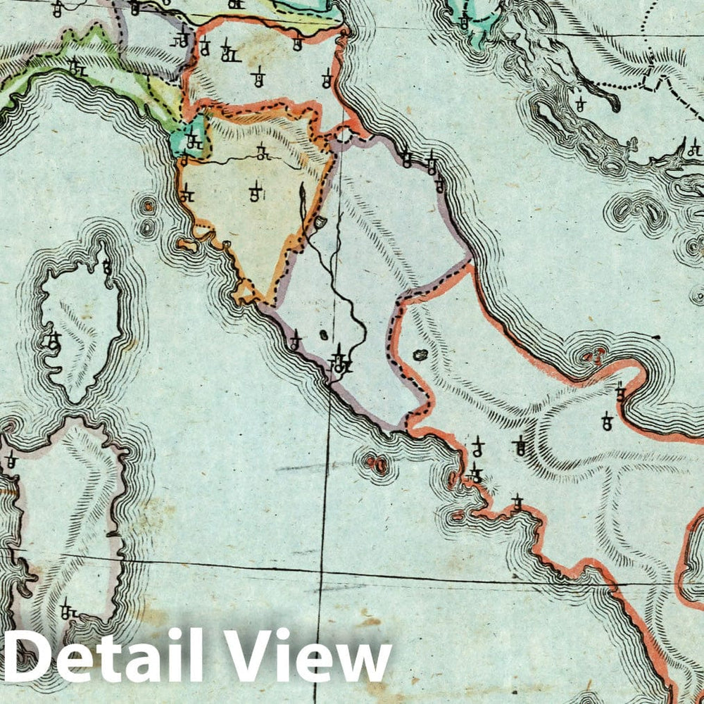 Historic Map : School Atlas Map, Italy. 1801 - Vintage Wall Art