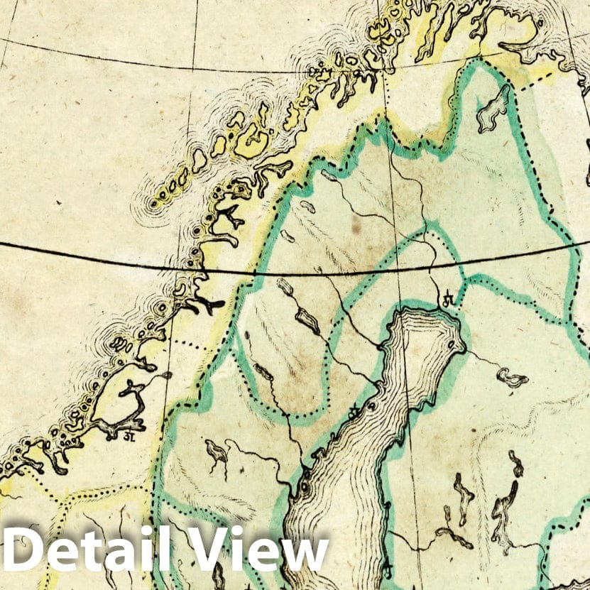 Historic Map : School Atlas Map, Norway and Sweden. 1801 - Vintage Wall Art