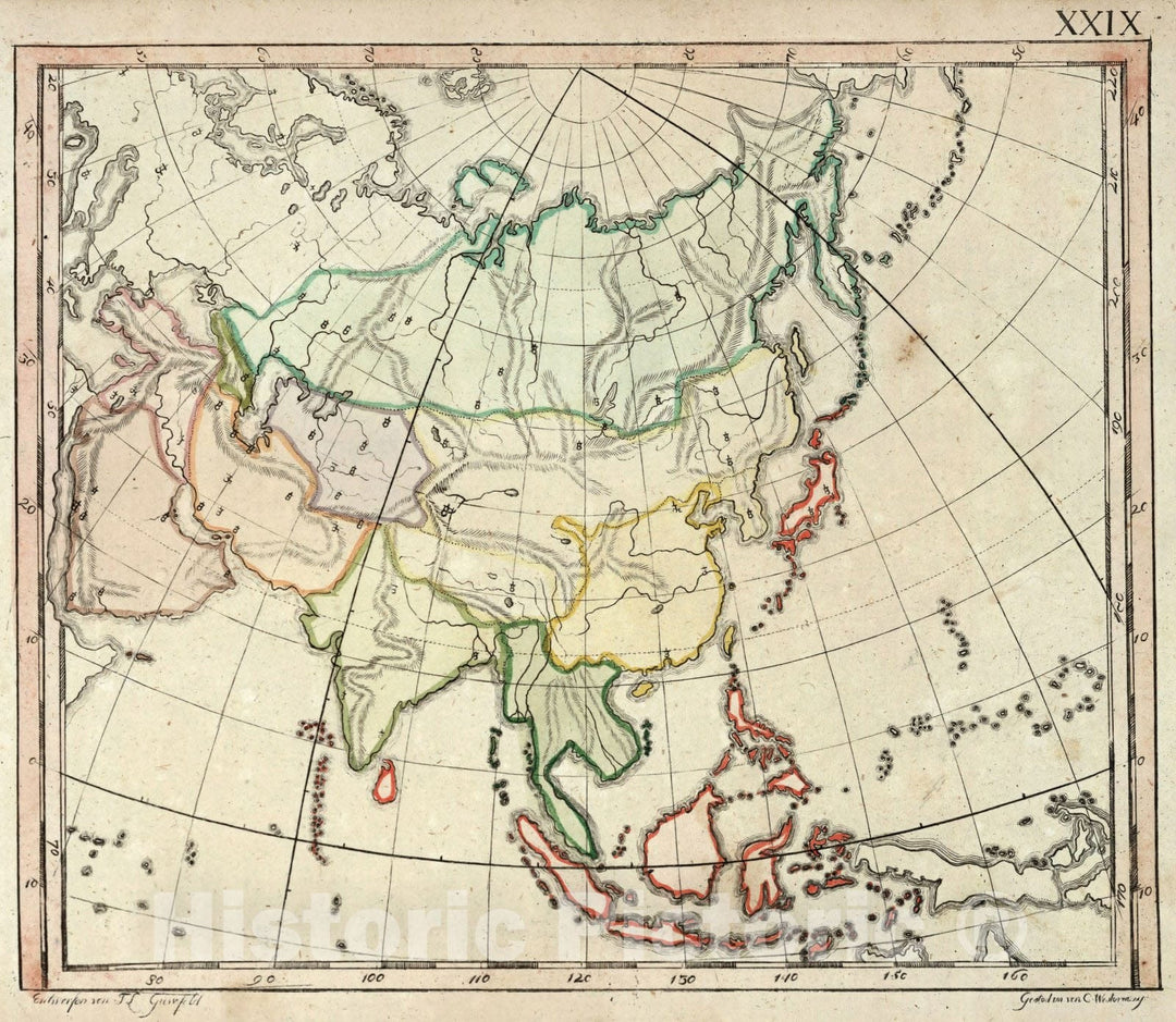 Historic Map : School Atlas Map, Asia. 1801 - Vintage Wall Art