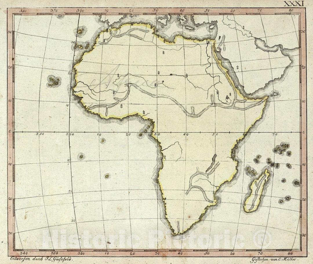 Historic Map : School Atlas Map, Africa. 1801 - Vintage Wall Art