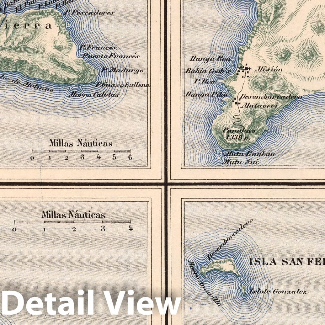 Historic Map : Chile, Mapa No. 3. Isla de Juan Fernandez. Isla de Pascua. Isla Santa Maria. Islas San Felix i San Ambrosio, 1903 , Vintage Wall Art