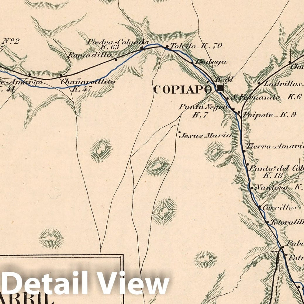 Historic Map : Chile, Mapa No. 10. Ferrocarril de Copiapo, 1903 , Vintage Wall Art