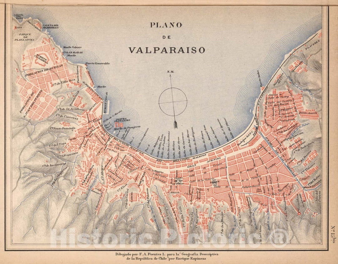 Historic Map : Chile, Mapa No. 15. Provincia de Valparaiso, 1903, , Vintage Wall Art