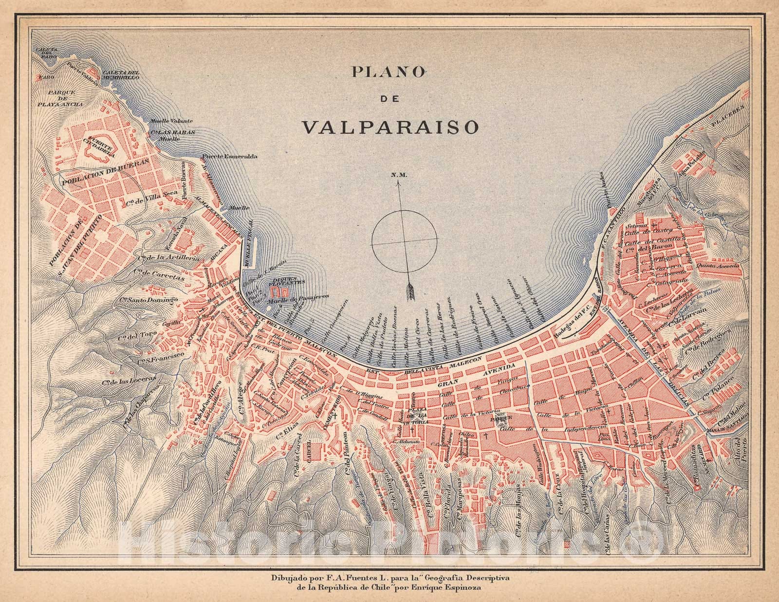 Historic Map : Chile, Mapa No. 15. Provincia de Valparaiso, 1903, , Vintage Wall Art