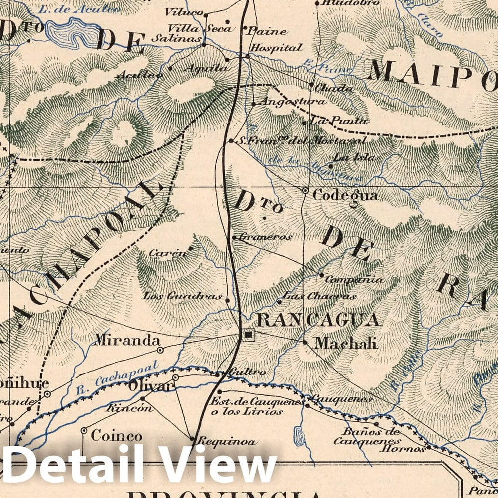 Historic Map : Chile, Mapa No. 18. Provincia de O'Higgins, 1903 , Vintage Wall Art