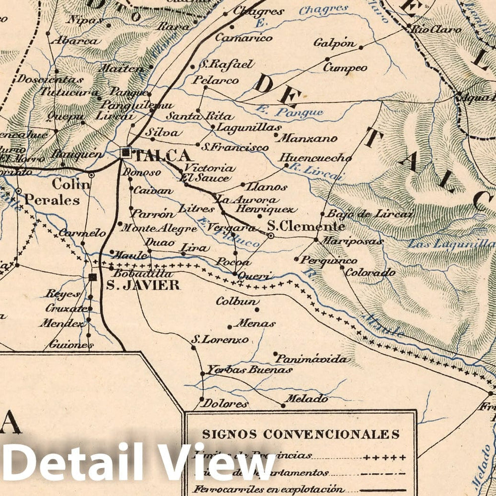 Historic Map : Chile, Mapa No. 21. Provincia de Talca, 1903 , Vintage Wall Art