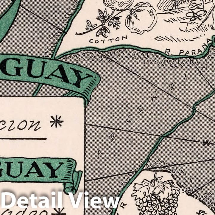 Historic Map : Paraguay,Paraguay. Uruguay. 1941 , Vintage Wall Art