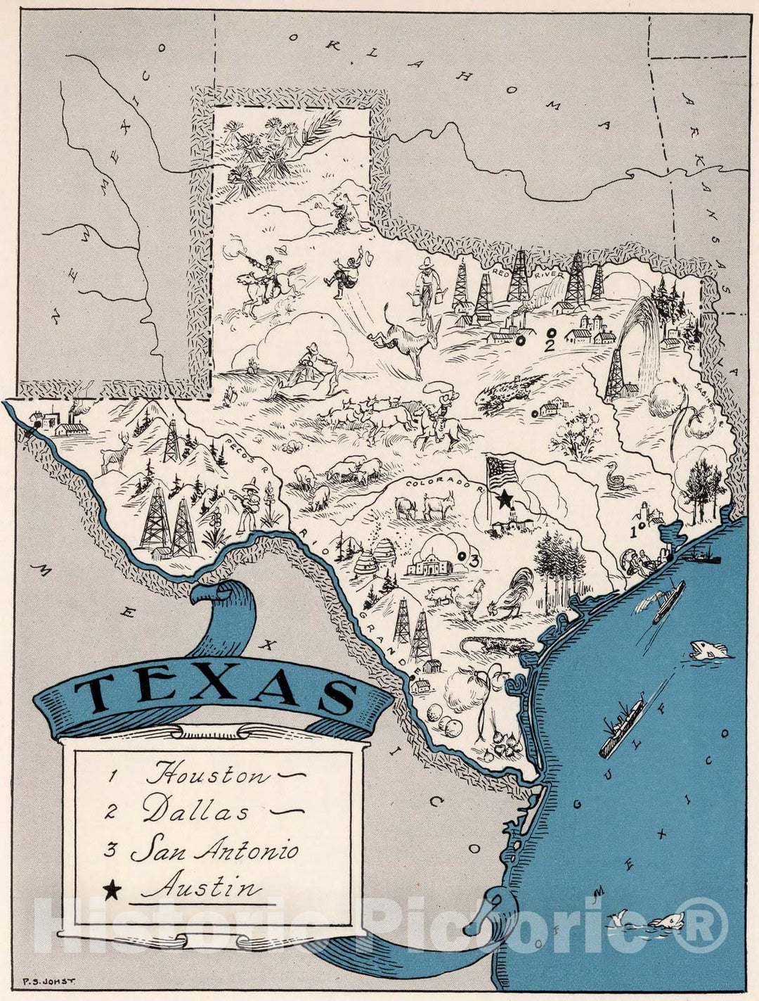 Historic Map : School Atlas Map, Texas. 1931 - Vintage Wall Art