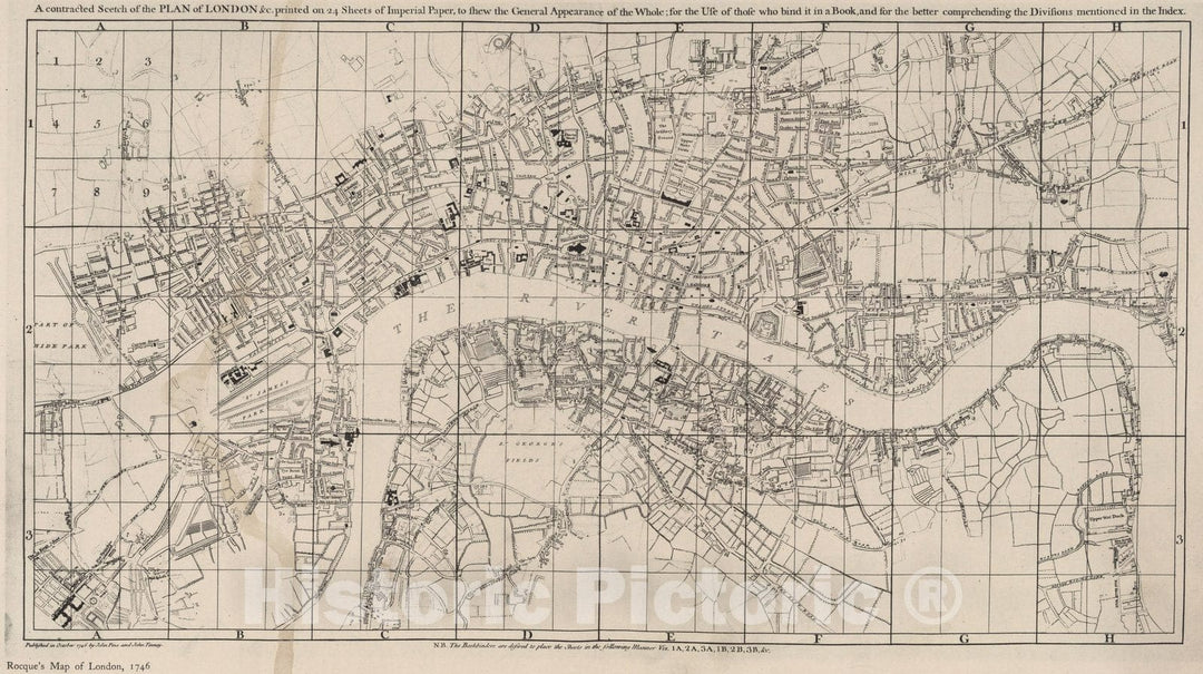 Historic Map : Index Map: A Contracted Sketch of the Plan of London &c, 1919 - Vintage Wall Art