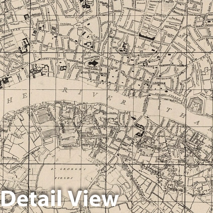 Historic Map : Index Map: A Contracted Sketch of the Plan of London &c, 1919 - Vintage Wall Art