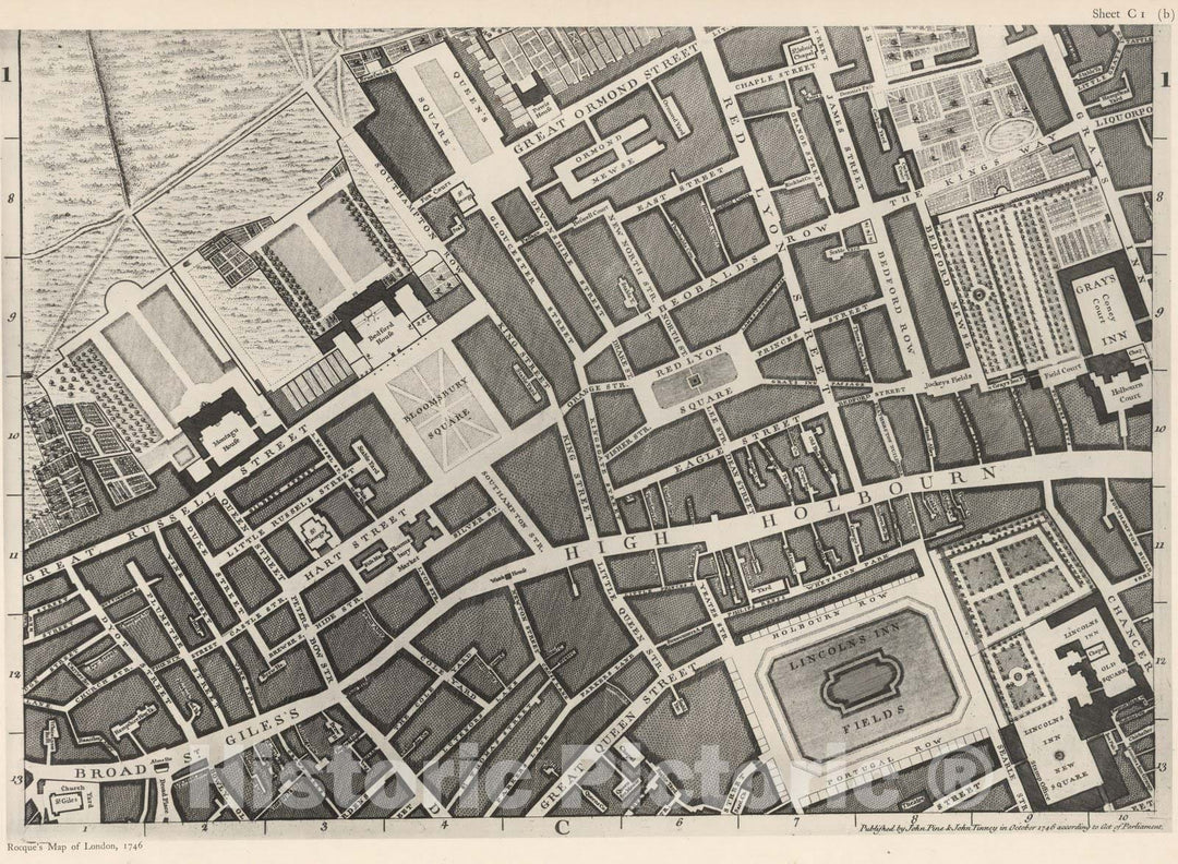 Historic Map : London (England), City Atlas Map, Sheet C 1 (b). 1919 - Vintage Wall Art