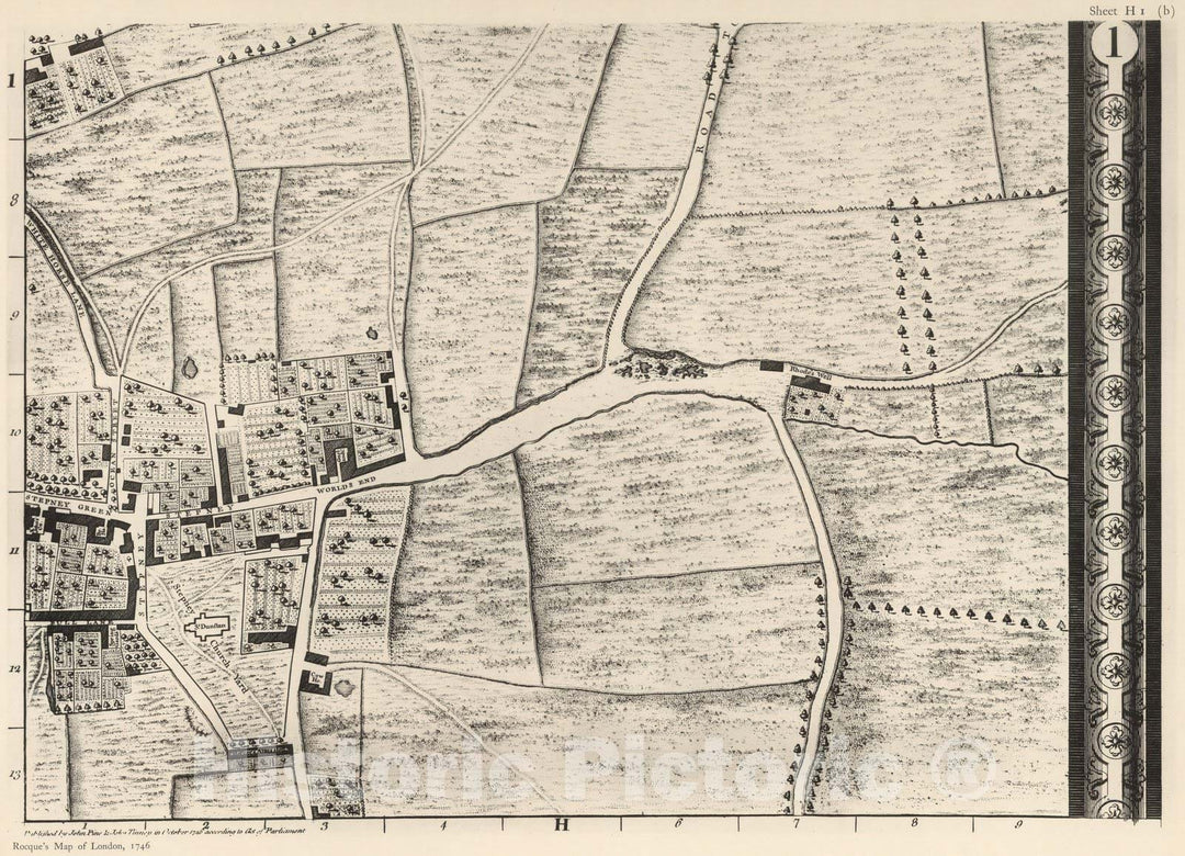 Historic Map : London (England), City Atlas Map, Sheet H 1 (b). 1919 - Vintage Wall Art