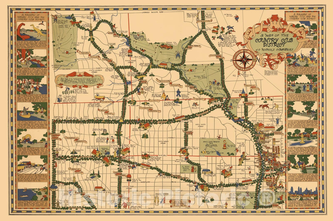 Historic Map - Map of the Country Club District (Kansas City, Missouri), 1930 - Vintage Wall Art