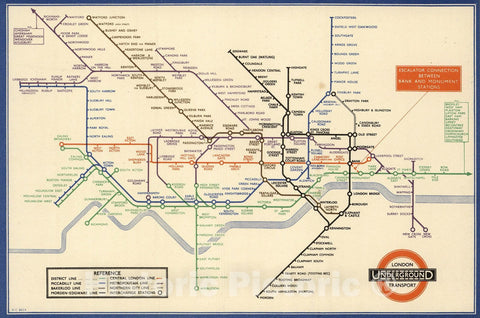 Historic Map : Pocket Map, London Underground. 1934 - Vintage Wall Art