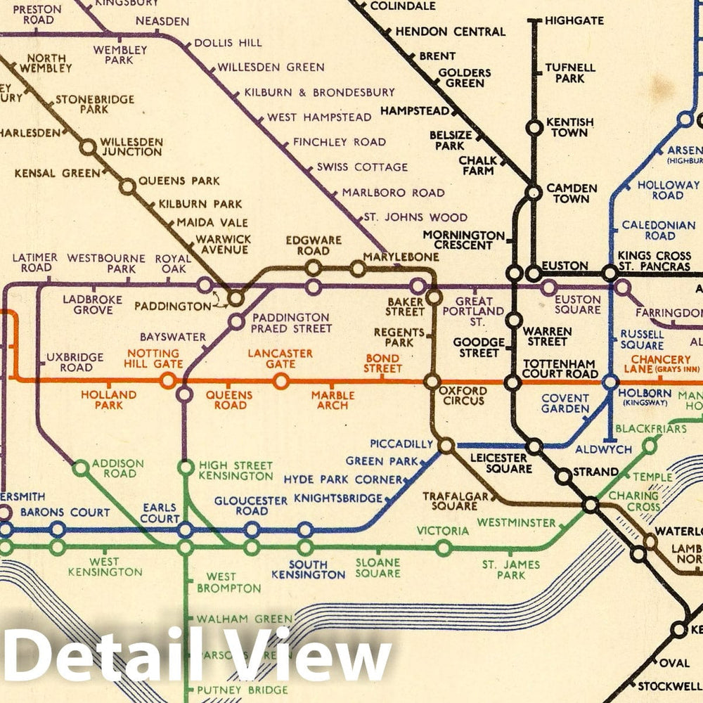 Historic Map : Pocket Map, London Underground. 1934 - Vintage Wall Art