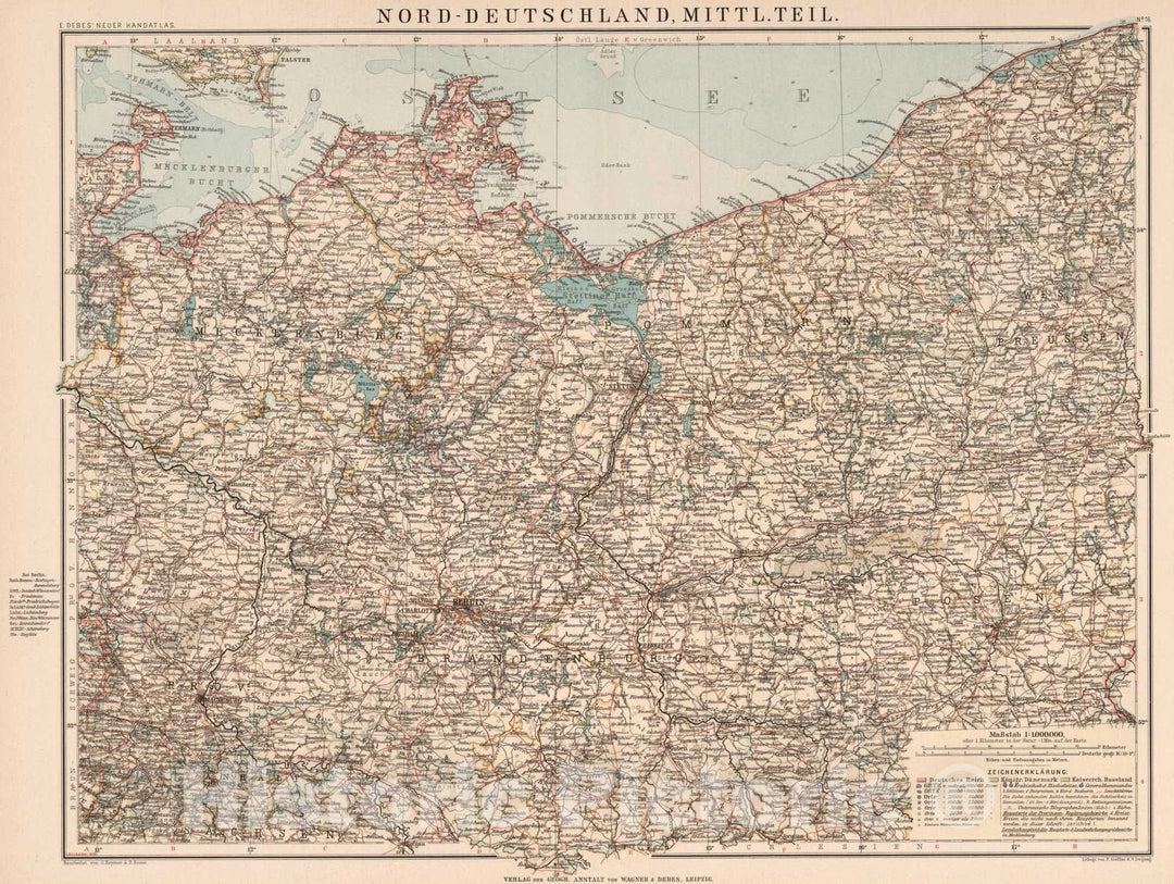 Historic Map : Germany,No. 16: Nodr-Deutschland 1899 , Vintage Wall Art