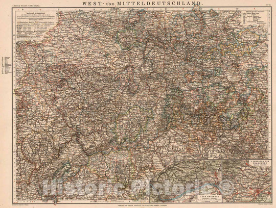 Historic Map : Germany,No. 19: West - und Mittel-Deutschland 1899 , Vintage Wall Art