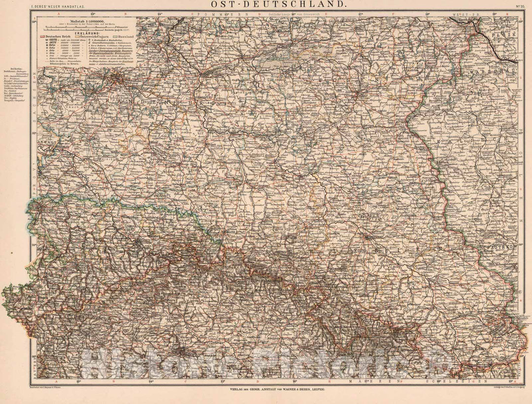 Historic Map : Germany, Europe, CentralNo. 20" Ost - Deutschland 1899 , Vintage Wall Art