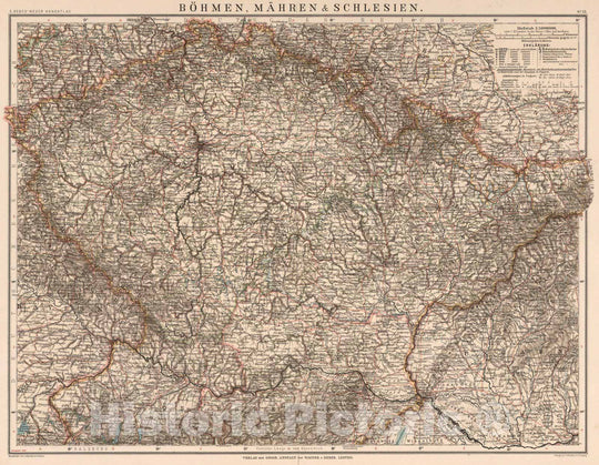 Historic Map : Czech Republic,No. 23: Bohmen, Mahren, Schlesien 1899 , Vintage Wall Art