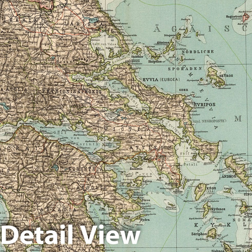 Historic Map : Greece,No. 37: Griechenland 1898 , Vintage Wall Art