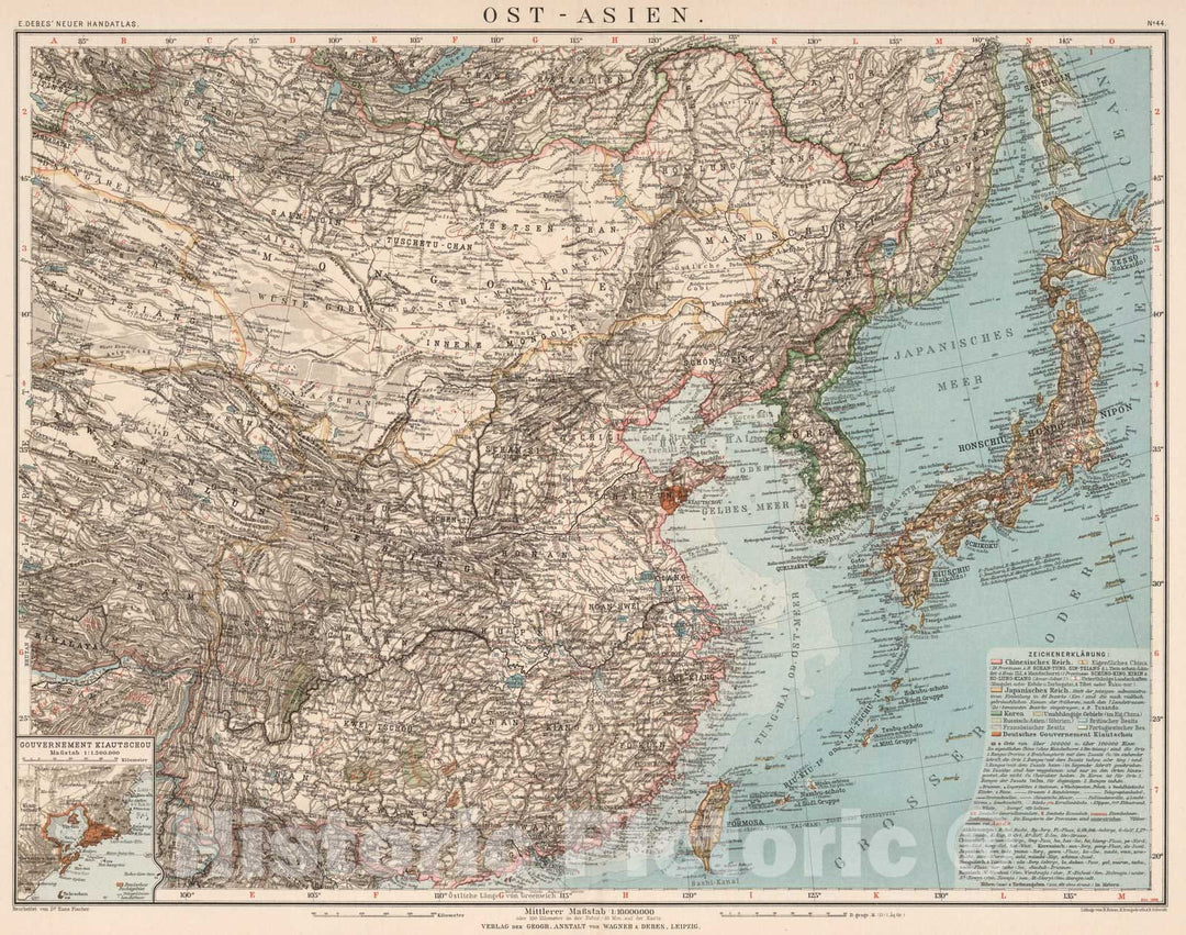 Historic Map : China, East AsiaNo. 44: Ost-Asien 1898 , Vintage Wall Art