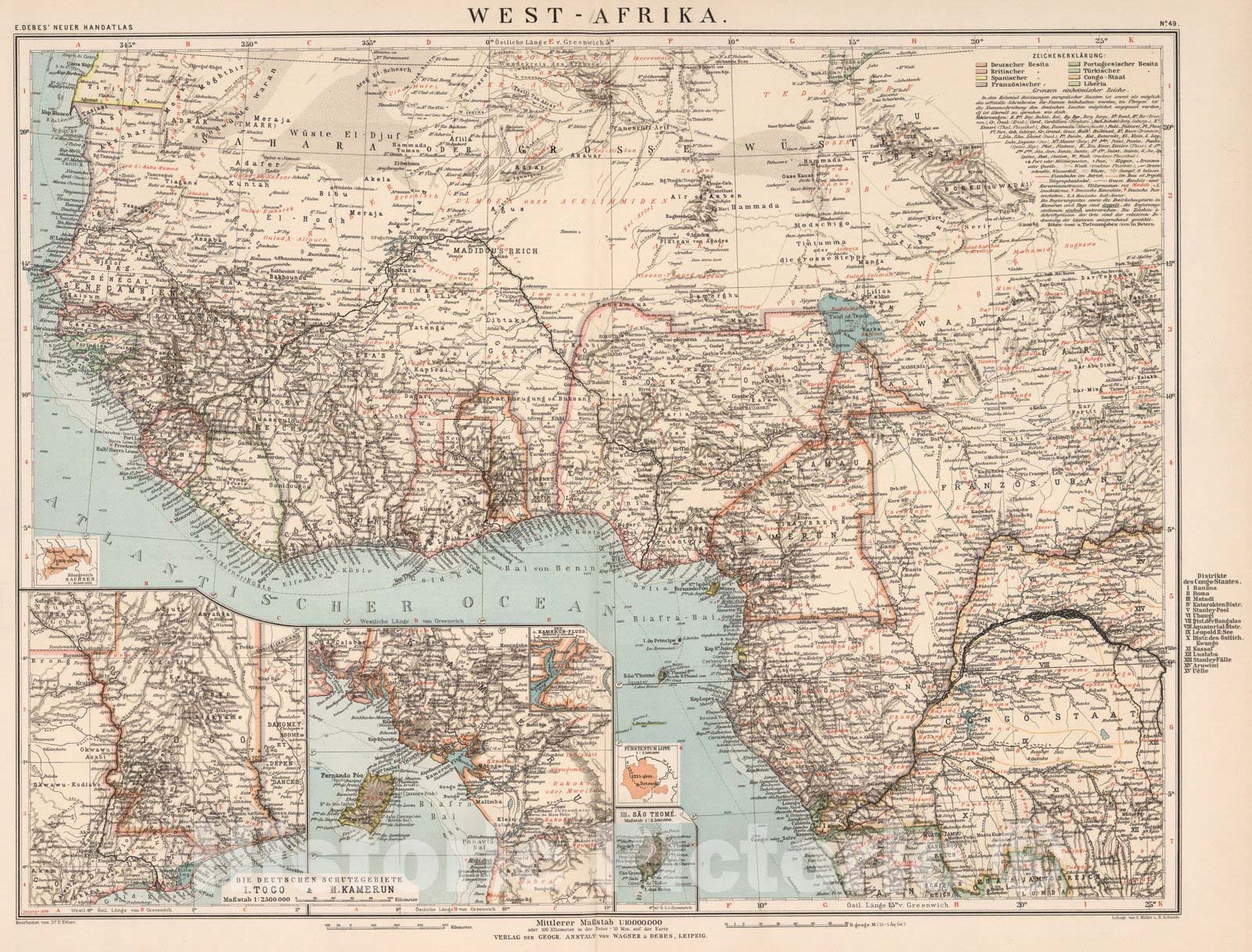 Historic Map : West AfricaNo. 49: West - Afrika 1898 , Vintage Wall Art