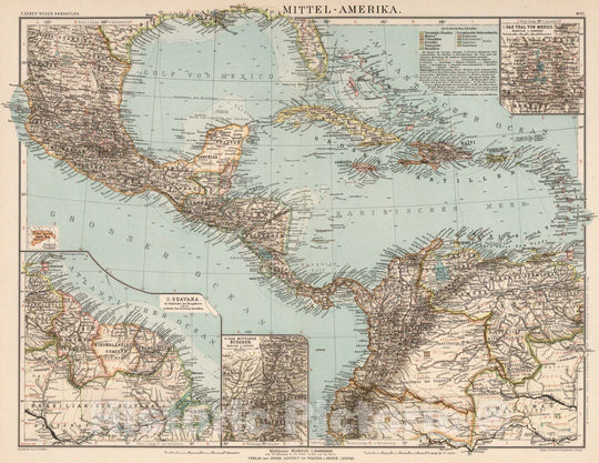 Historic Map : Mexico, , Central AmericaNo. 57: Mittel Amerika 1898 , Vintage Wall Art