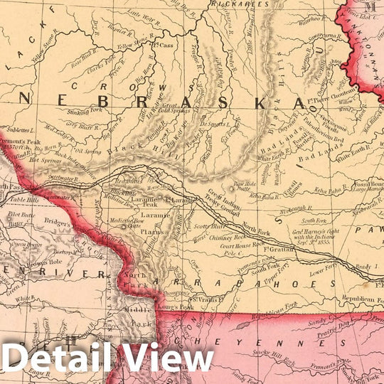 Historic Map : A New Map of Nebraska, Kansas, New Mexico, and Indian Territories, 1859 - Vintage Wall Art