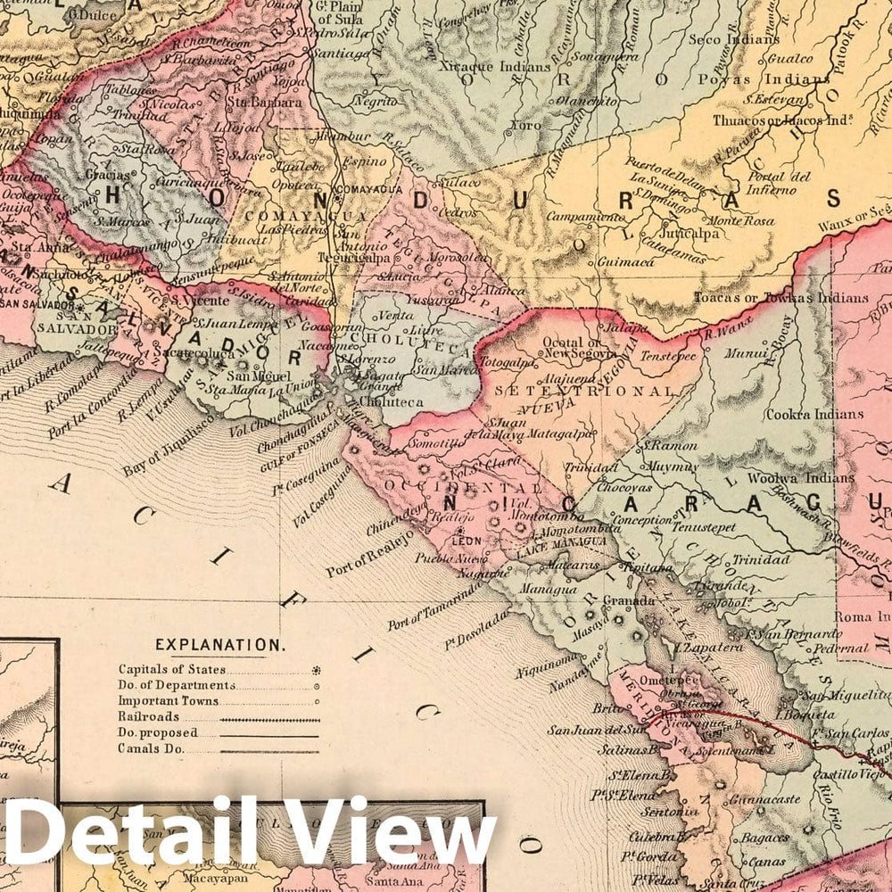 Historic Map : A new map of Central America, 1859 - Vintage Wall Art