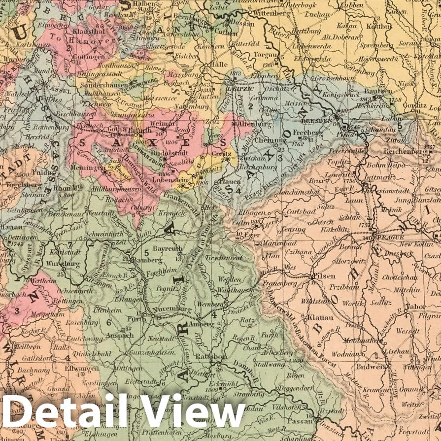 Historic Map : A New Map of Germany, 1856 - Vintage Wall Art