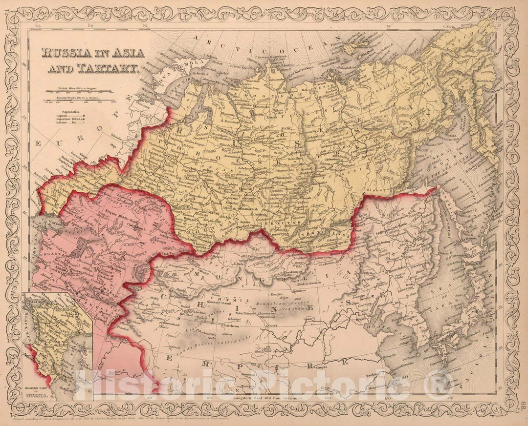 Historic Map : World Atlas Map, Russia in Asia and Tartary. 68 1859 - Vintage Wall Art