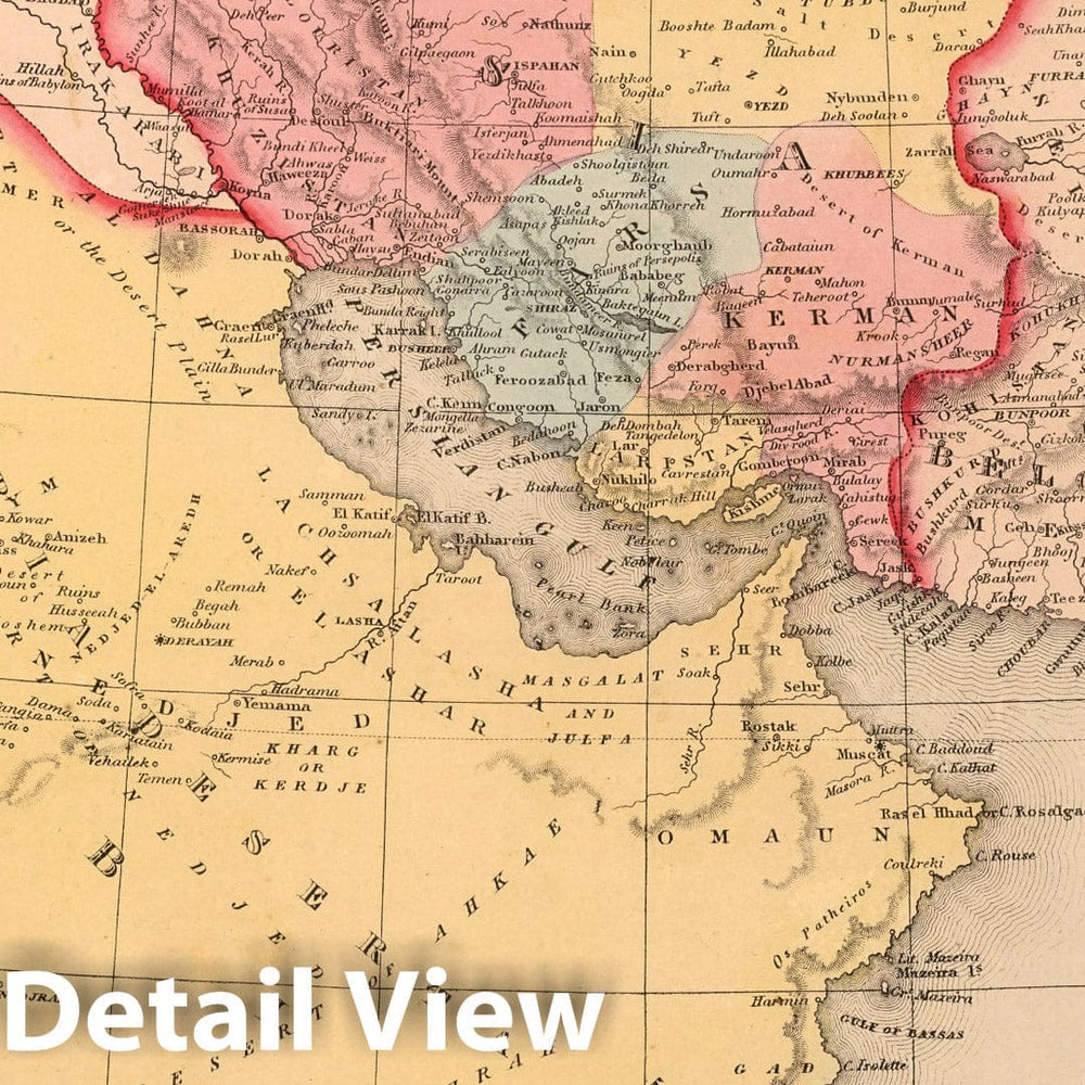 Historic Map : World Atlas Map, Persia, Arabia, c. 71. 1858 - Vintage Wall Art