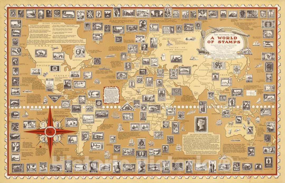 Historic Map : The pictorial map : A world of stamps, 1947 v1