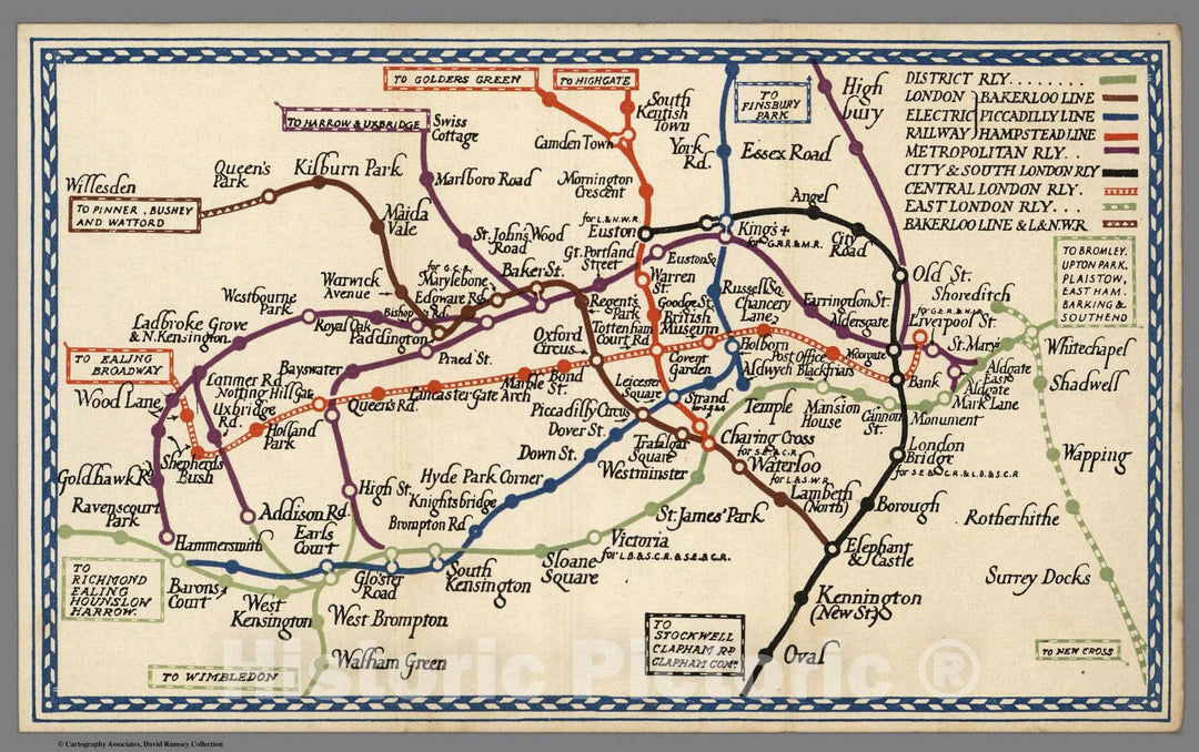 Historic Map : Underground : Inner areHistoric Wall Map of the electric railways of London, 1921 - Vintage Wall Art