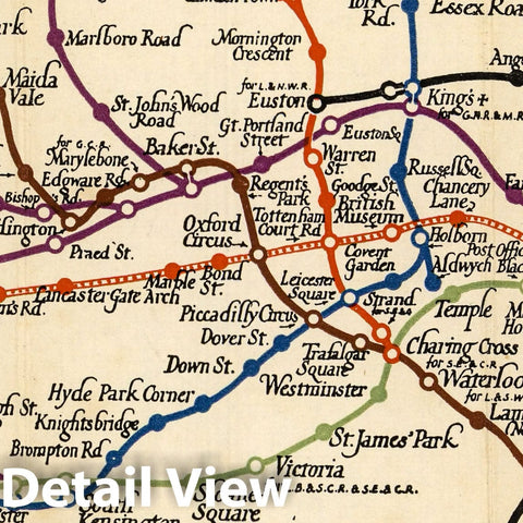 Historic Map : Underground : Inner areHistoric Wall Map of the electric railways of London, 1921 - Vintage Wall Art
