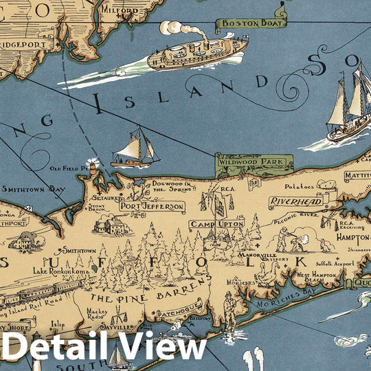 Historic Map - A Map of Long Island. Drawn by Courtland Smith from data compiled by Richard Foster, 1961 - Vintage Wall Art