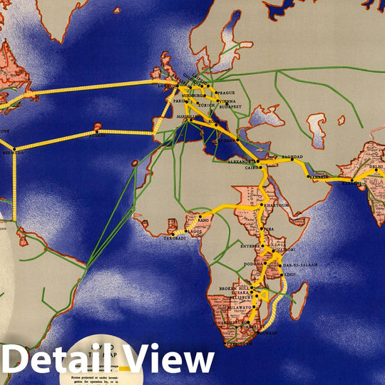 Historic Map : Imperial Airways Map of Empire & European Air Routes, 1937 - Vintage Wall Art