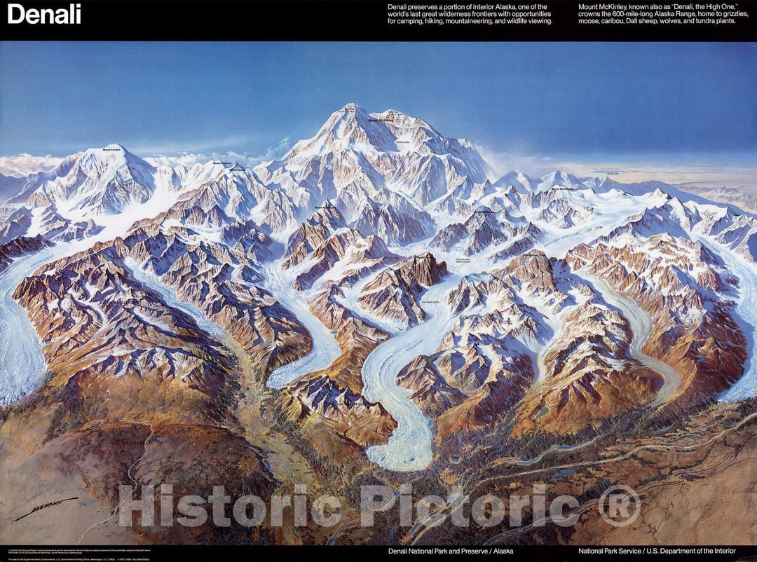 Historic Map : Denali National Park and Preserve / Alaska., 1995, Vintage Wall Decor