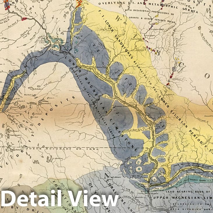 Historic Map : Geological map of Wisconsin, Iowa and Minnesota, 1851 - Vintage Wall Art